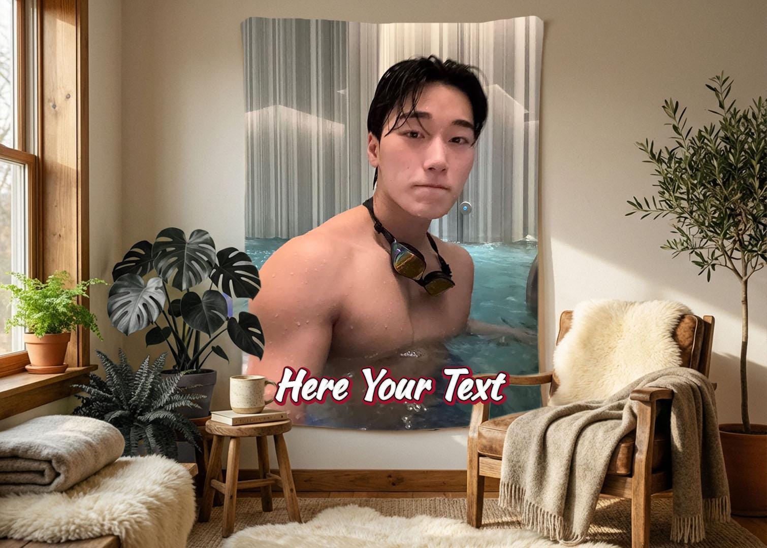 Choi San Hanging Tapestry | Ateez | Personalized Wall Art | Polyester Fabric | Ship Flag Banner