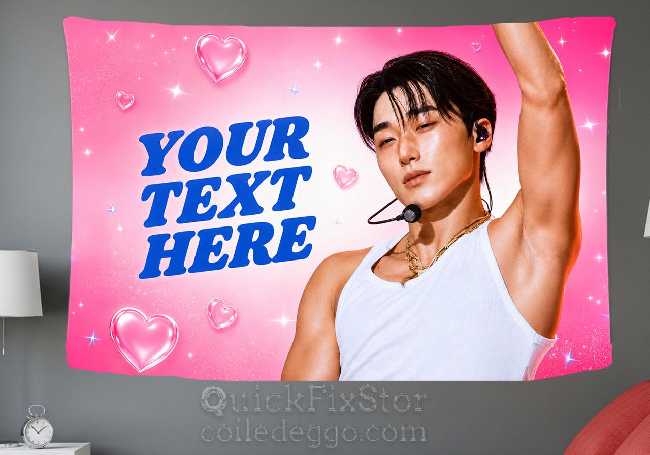 Choi San Hanging Tapestry | Ateez | Personalized Wall Art | Polyester Fabric | Ship Flag Banner