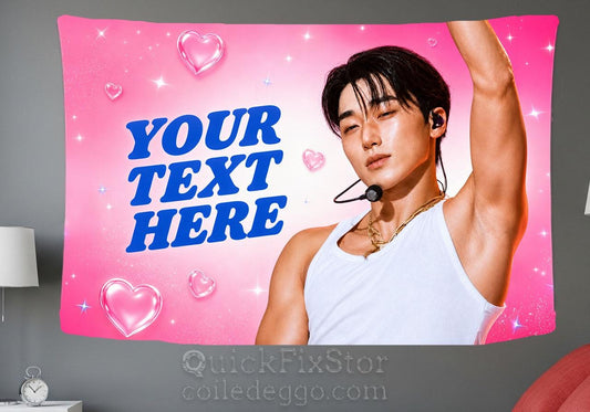 Choi San Hanging Tapestry | Ateez | Personalized Wall Art | Polyester Fabric | Ship Flag Banner