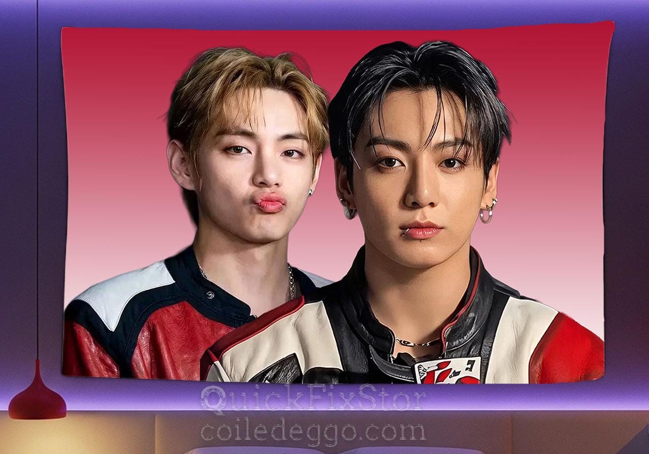 Taekook Hanging Tapestry | Bantan Boys | Personalized Wall Art | Polyester Fabric | Ship Flag Banner