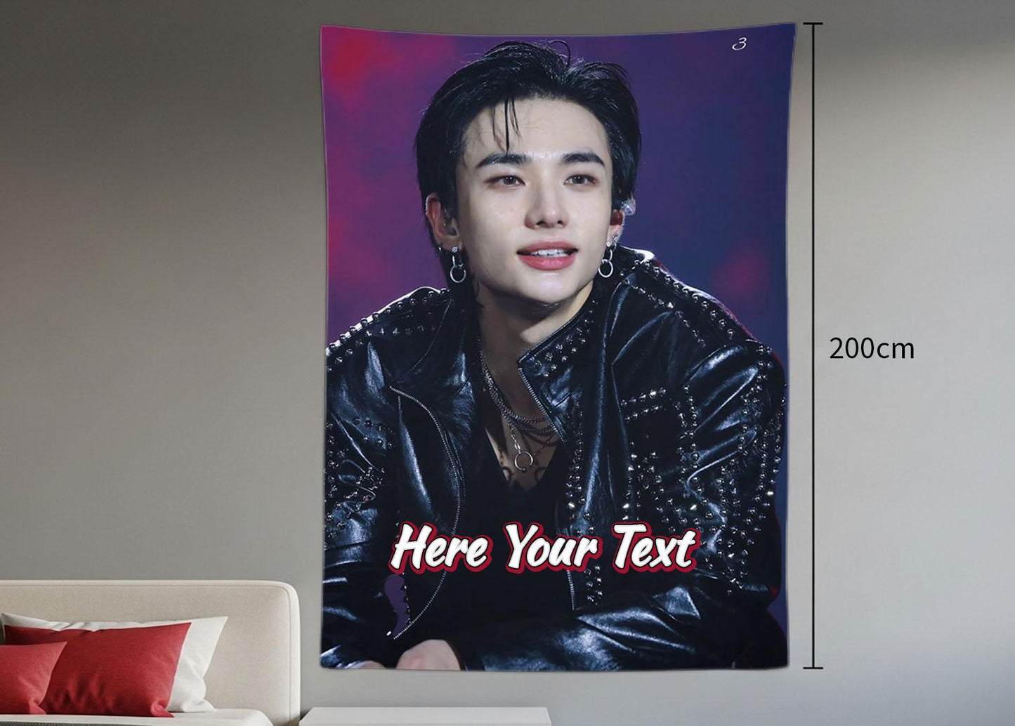 Hyunjin Hanging Tapestry | Stray Kids | Personalized Wall Art | Polyester Fabric | Ship Flag Banner