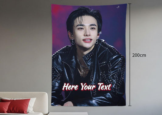 Hyunjin Hanging Tapestry | Stray Kids | Personalized Wall Art | Polyester Fabric | Ship Flag Banner