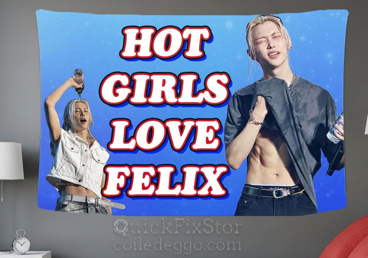 Felix Hanging Tapestry | Stray Kids | Personalized Wall Art | Polyester Fabric | Ship Flag Banner