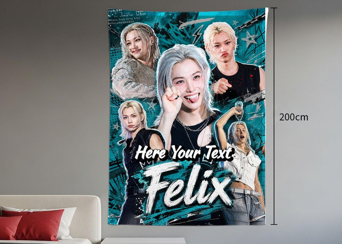 Felix Hanging Tapestry | Stray Kids | Personalized Wall Art | Polyester Fabric | Ship Flag Banner
