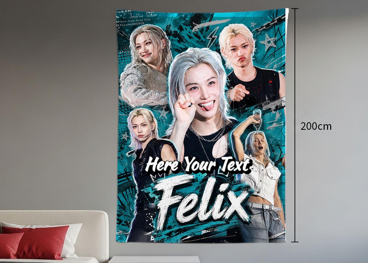 Felix Hanging Tapestry | Stray Kids | Personalized Wall Art | Polyester Fabric | Ship Flag Banner