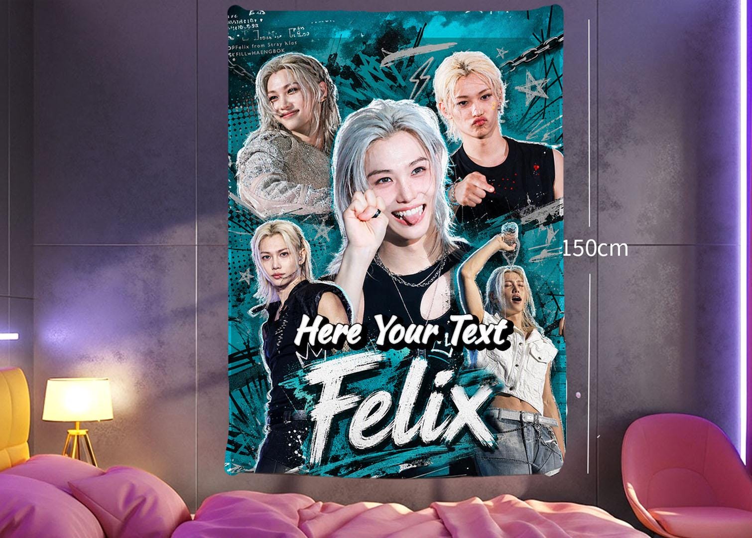 Felix Hanging Tapestry | Stray Kids | Personalized Wall Art | Polyester Fabric | Ship Flag Banner