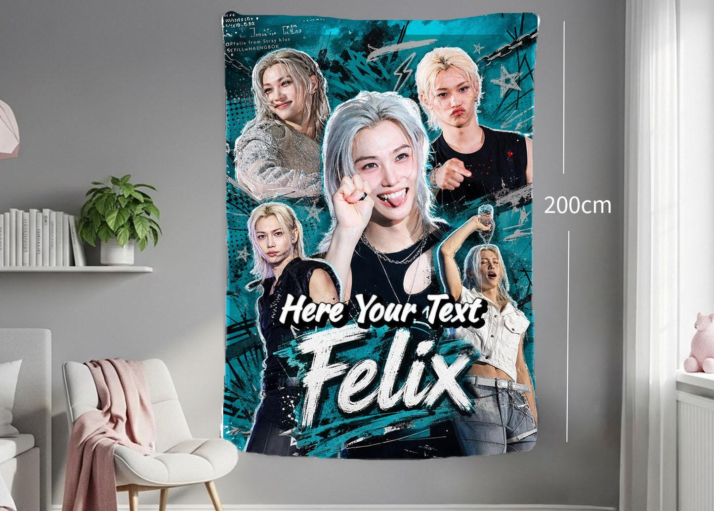 Felix Hanging Tapestry | Stray Kids | Personalized Wall Art | Polyester Fabric | Ship Flag Banner