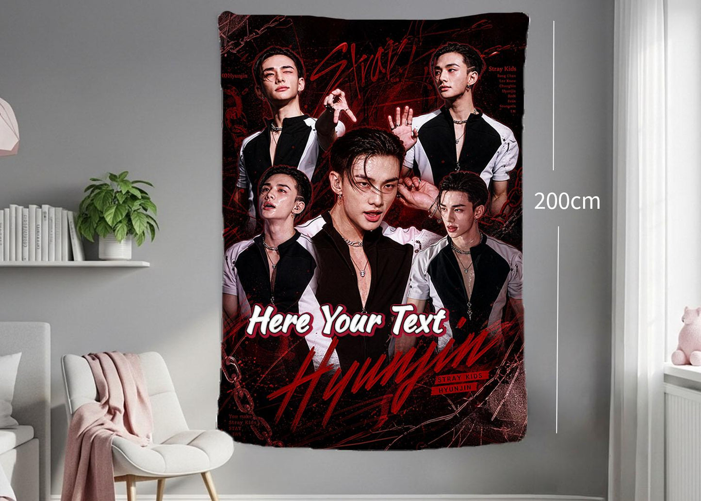 Hyunjin Hanging Tapestry | Stray Kids | Personalized Wall Art | Polyester Fabric | Ship Flag Banner