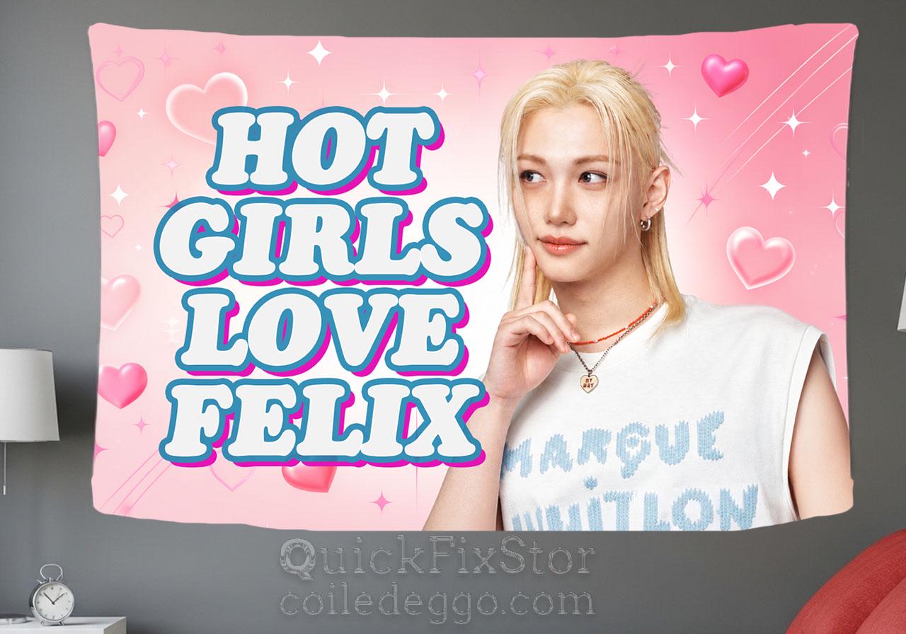 Felix Hanging Tapestry | Stray Kids | Personalized Wall Art | Polyester Fabric | Ship Flag Banner