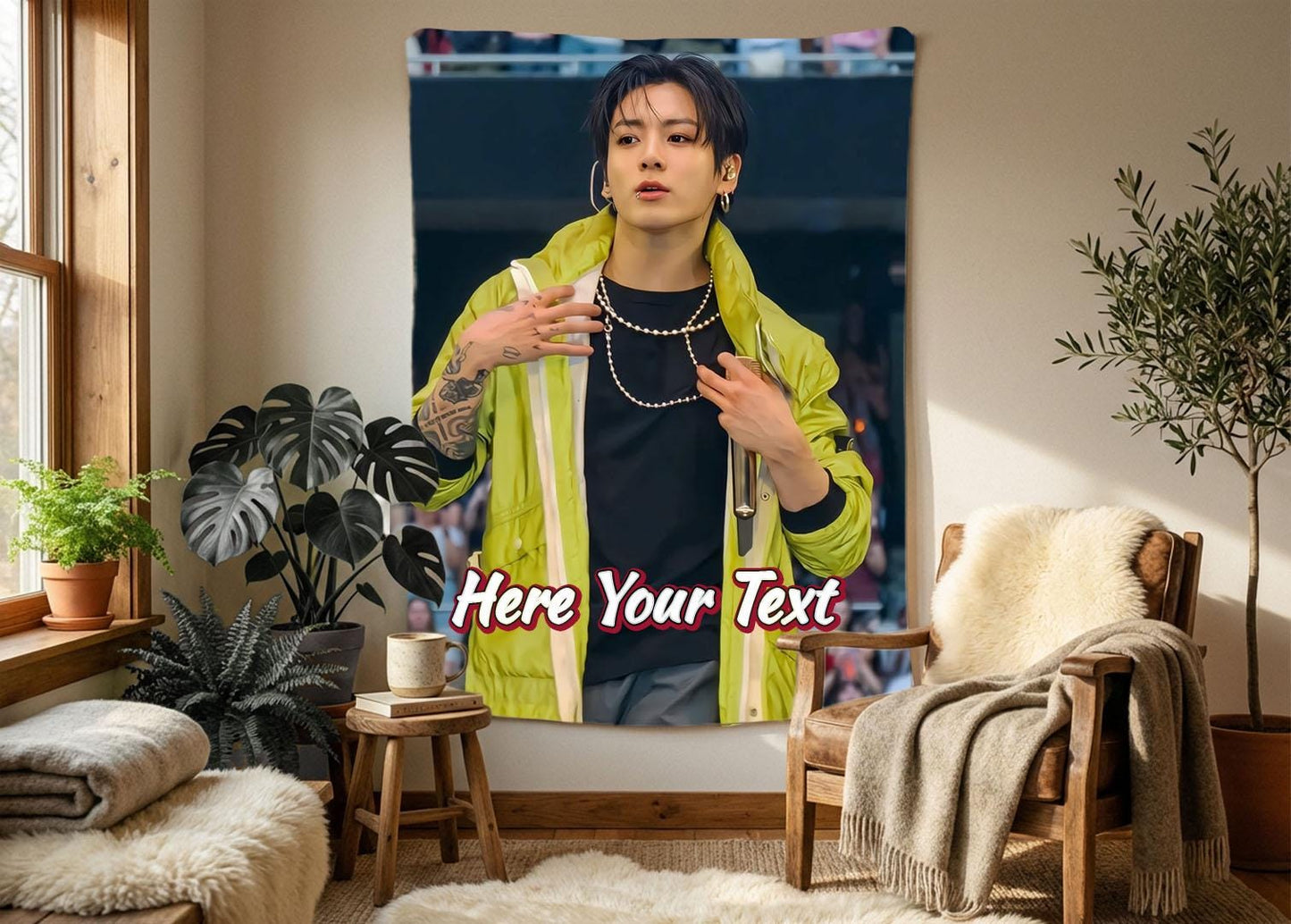 Jungkook Hanging Tapestry | Bantan Boys | Personalized Wall Art | Polyester Fabric | Ship Flag Banner