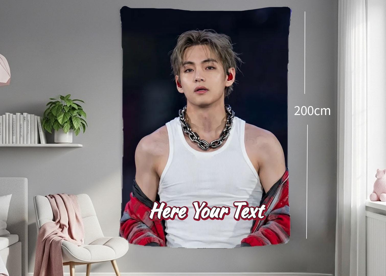 Taehyung Hanging Tapestry | Bantan Boys | Personalized Wall Art | Polyester Fabric | Ship Flag Banner