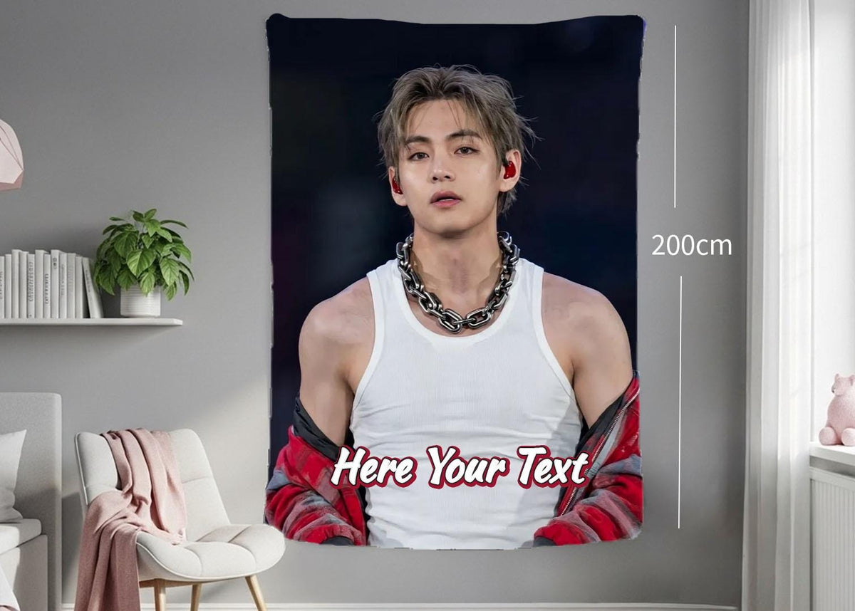 Taehyung Hanging Tapestry | Bantan Boys | Personalized Wall Art | Polyester Fabric | Ship Flag Banner
