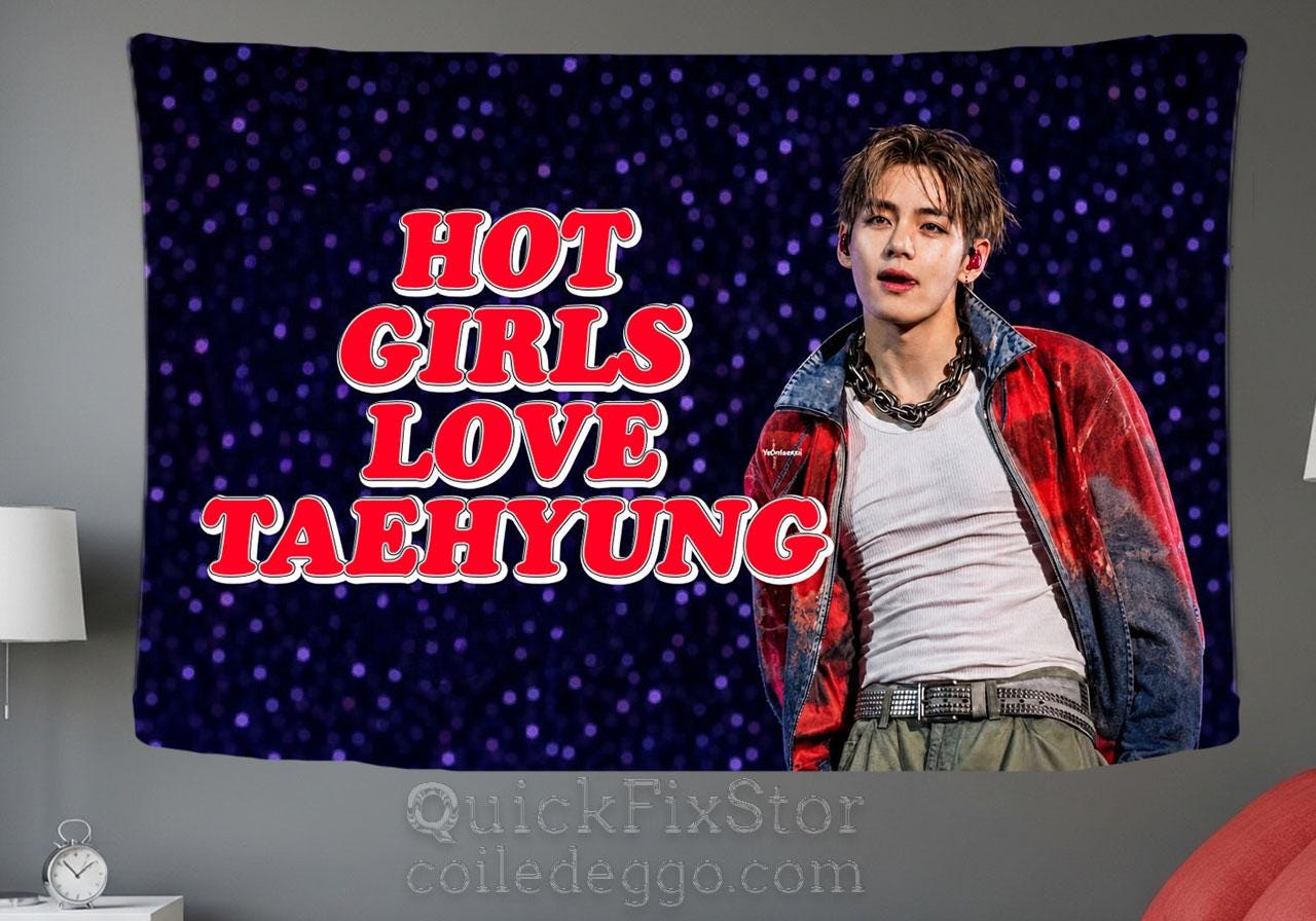 Taehyung Hanging Tapestry | Bantan Boys | Personalized Wall Art | Polyester Fabric | Ship Flag Banner