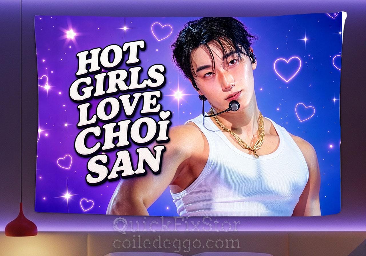 Choi San Hanging Tapestry | Ateez | Personalized Wall Art | Polyester Fabric | Ship Flag Banner