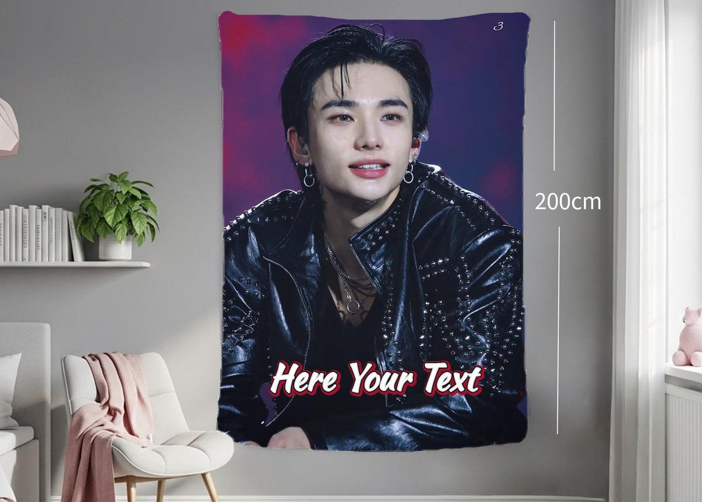 Hyunjin Hanging Tapestry | Stray Kids | Personalized Wall Art | Polyester Fabric | Ship Flag Banner