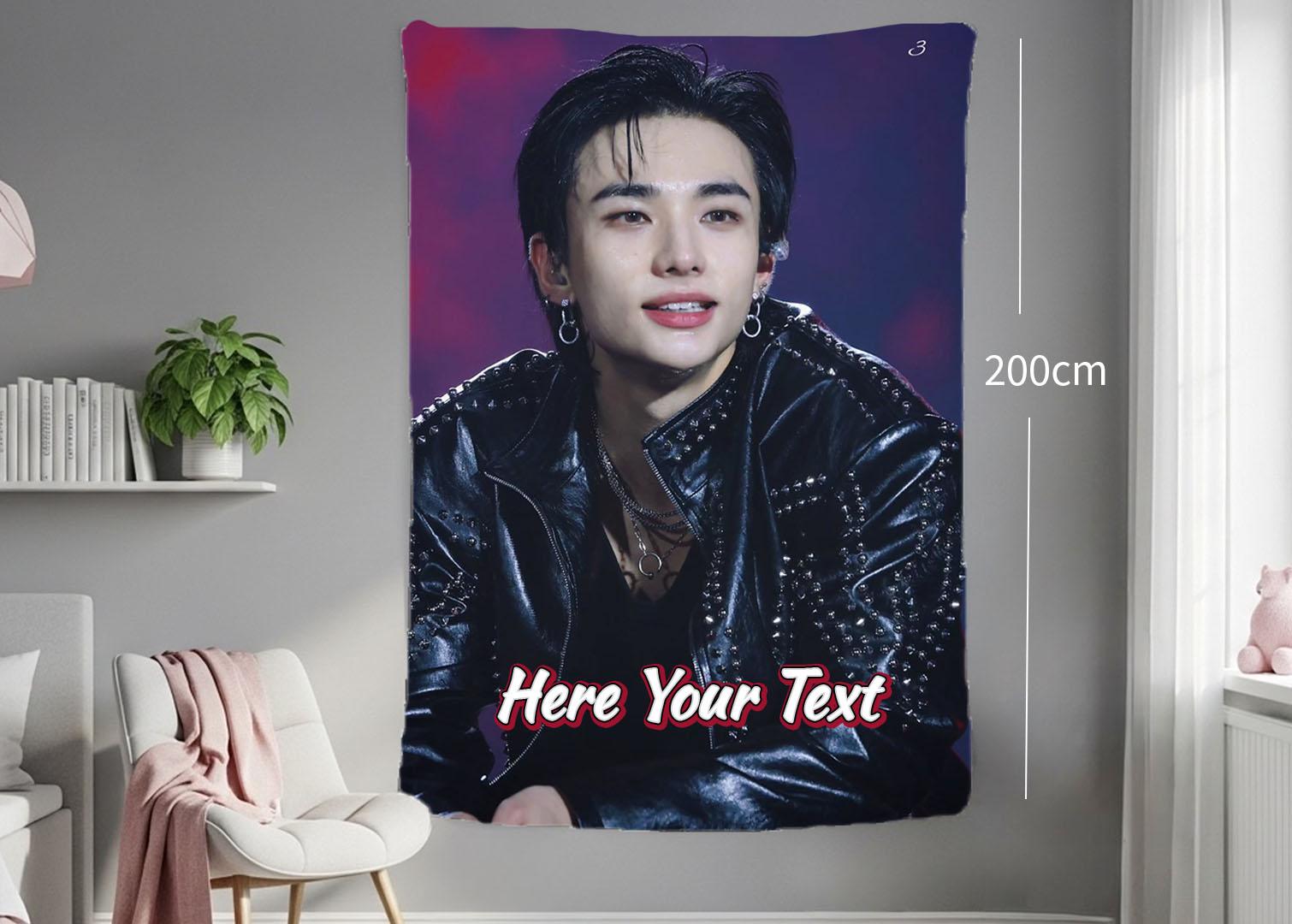 Hyunjin Hanging Tapestry | Stray Kids | Personalized Wall Art | Polyester Fabric | Ship Flag Banner