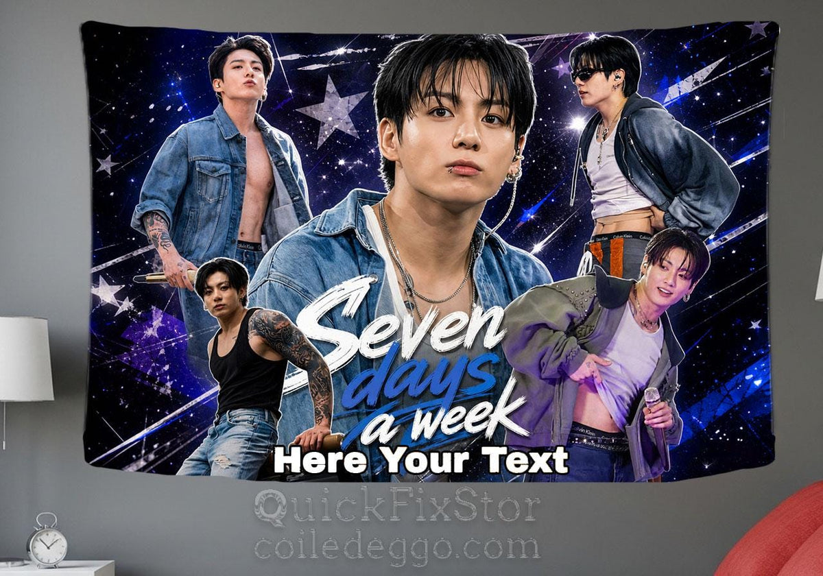 Jungkook Hanging Tapestry | Bantan Boys | Personalized Wall Art | Polyester Fabric | Ship Flag Banner