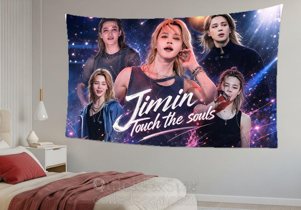 Jimin Hanging Tapestry | Bantan Boys | Personalized Wall Art | Polyester Fabric | Ship Flag Banner