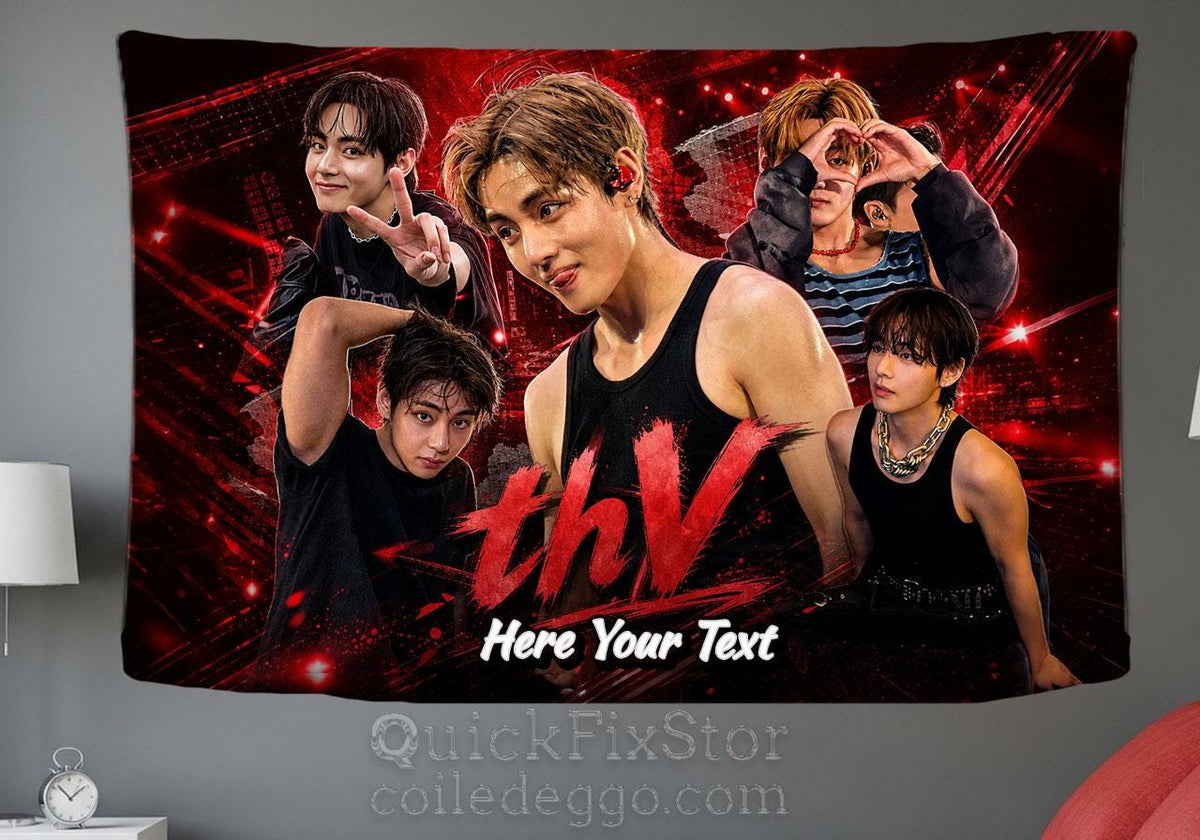 Taehyung Hanging Tapestry | Bantan Boys | Personalized Wall Art | Polyester Fabric | Ship Flag Banner
