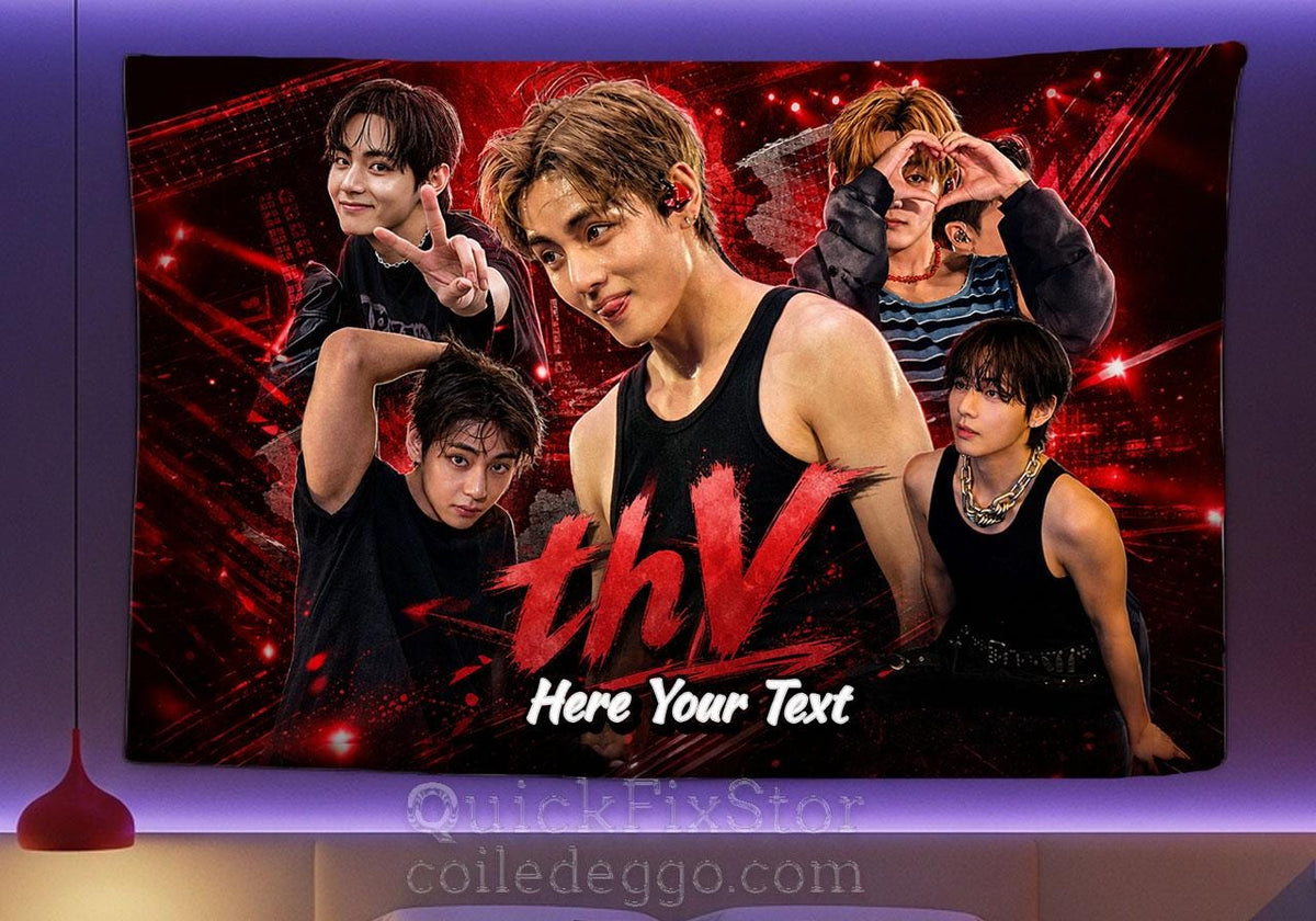 Taehyung Hanging Tapestry | Bantan Boys | Personalized Wall Art | Polyester Fabric | Ship Flag Banner