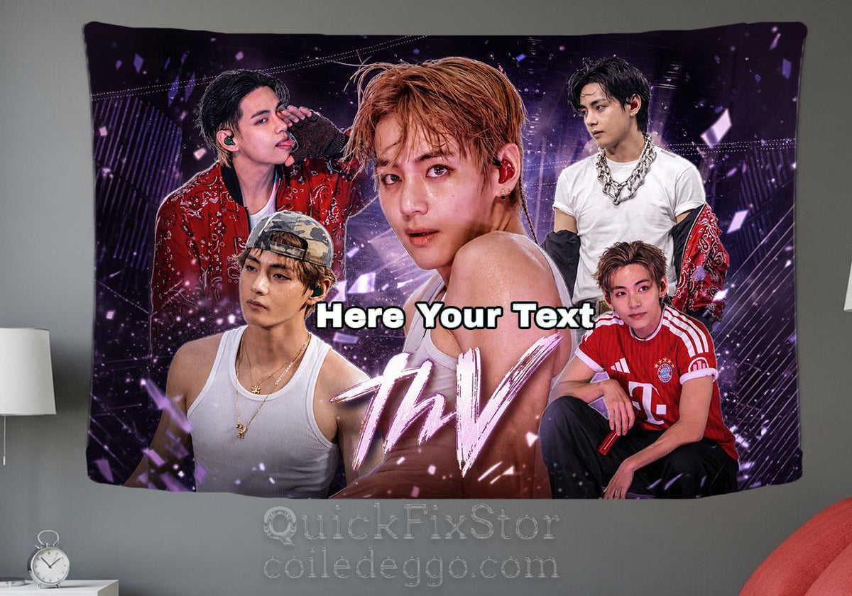 Taehyung Hanging Tapestry | Bantan Boys | Personalized Wall Art | Polyester Fabric | Ship Flag Banner