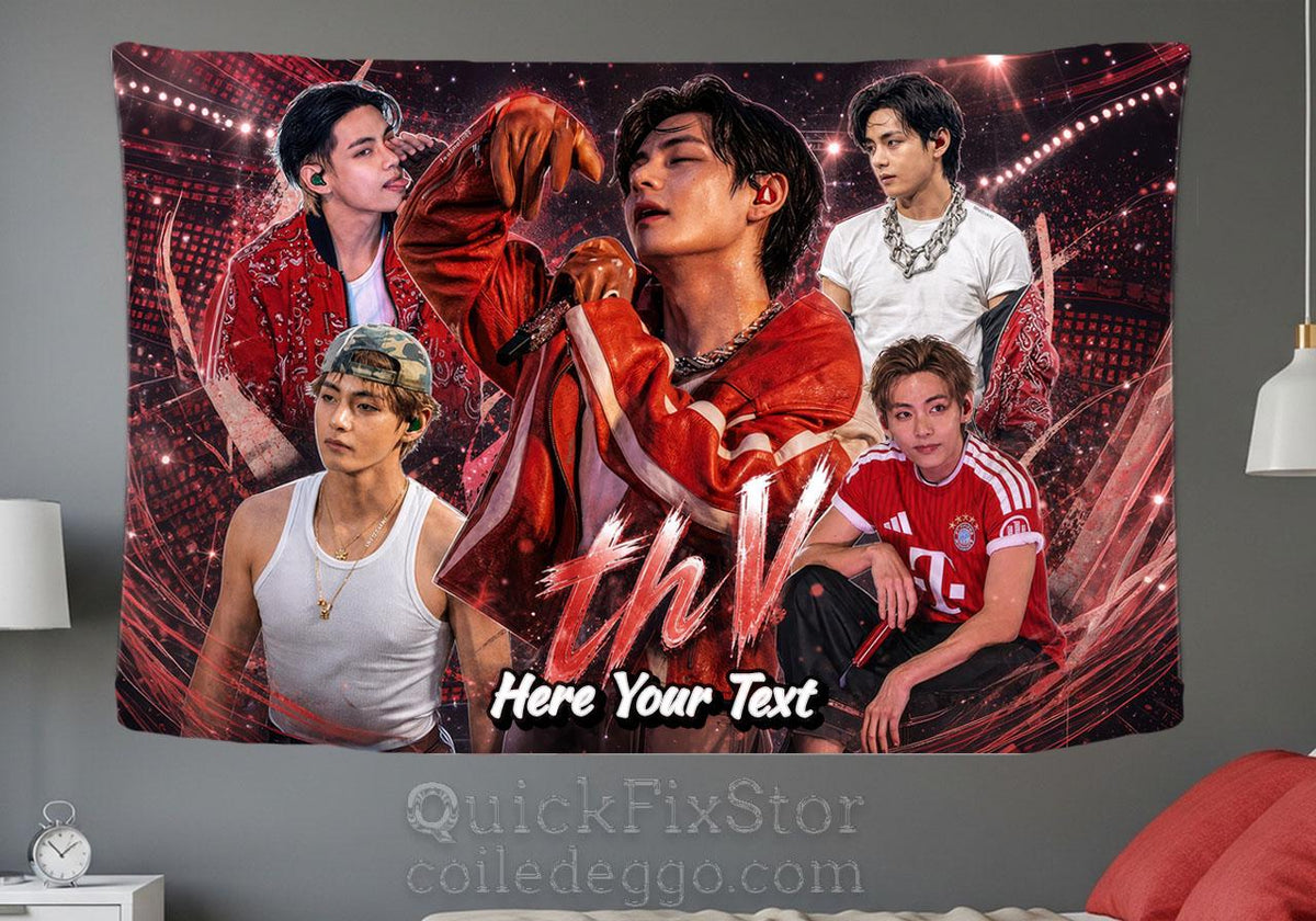 Taehyung Hanging Tapestry | Bantan Boys | Personalized Wall Art | Polyester Fabric | Ship Flag Banner