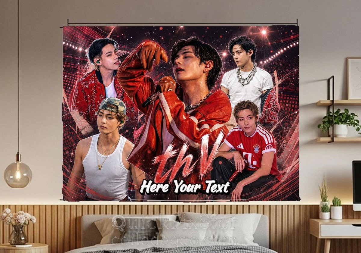 Taehyung Hanging Tapestry | Bantan Boys | Personalized Wall Art | Polyester Fabric | Ship Flag Banner