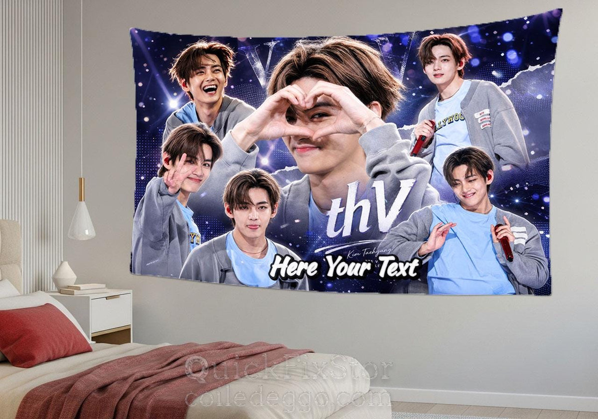 Taehyung Hanging Tapestry | Bantan Boys | Personalized Wall Art | Polyester Fabric | Ship Flag Banner