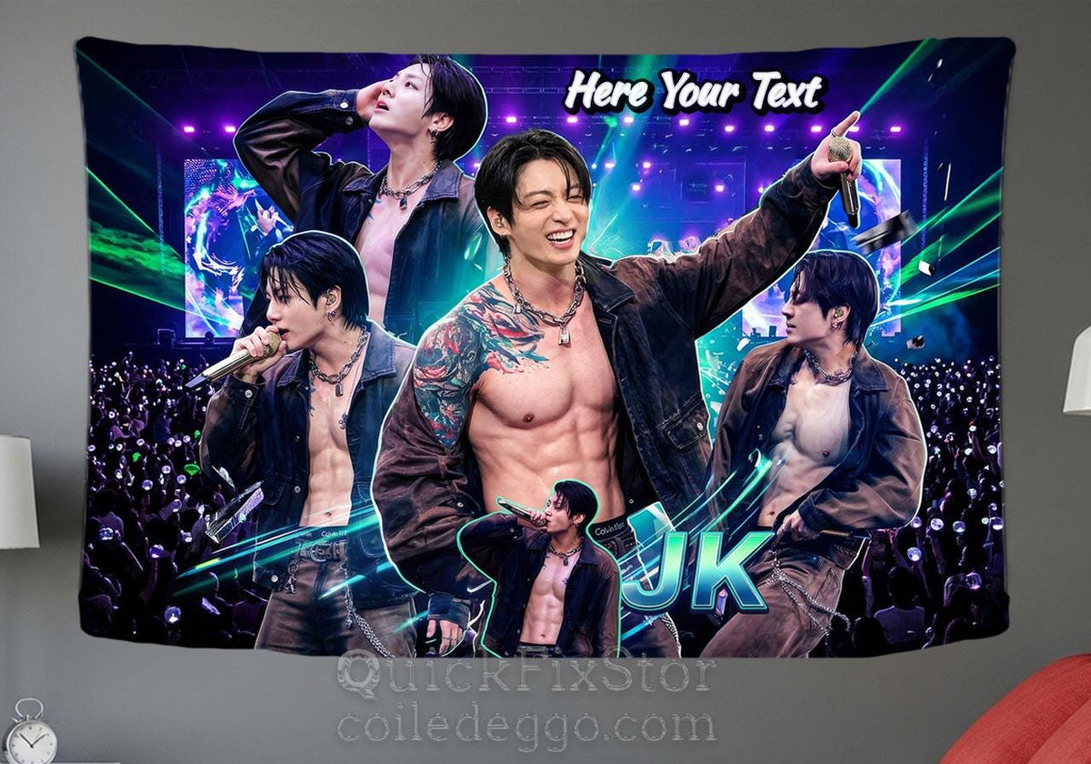 Jungkook Hanging Tapestry | Bantan Boys | Personalized Wall Art | Polyester Fabric | Ship Flag Banner