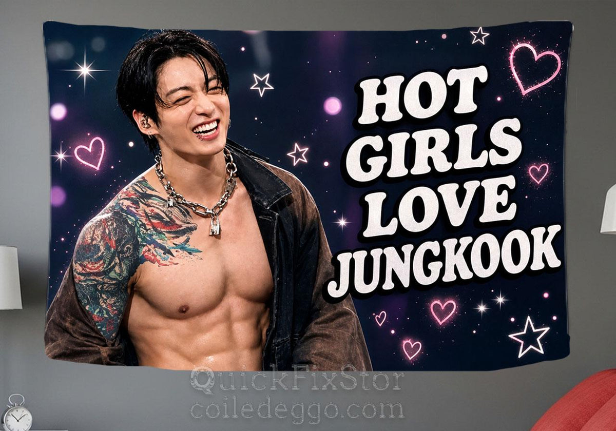 Jungkook Hanging Tapestry | Bantan Boys | Personalized Wall Art | Polyester Fabric | Ship Flag Banner