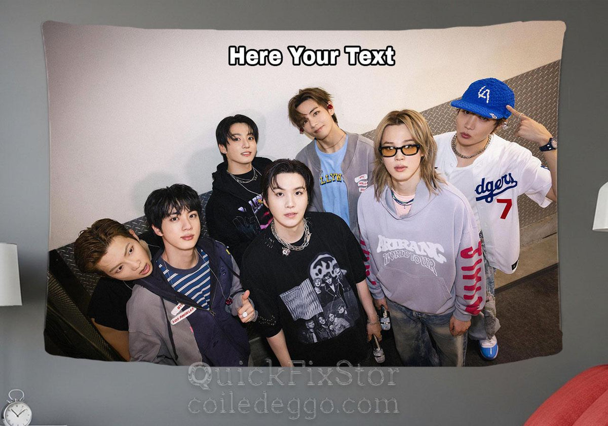 Bangtan Hanging Tapestry | Bantan Boys | Personalized Wall Art | Polyester Fabric | Ship Flag Banner