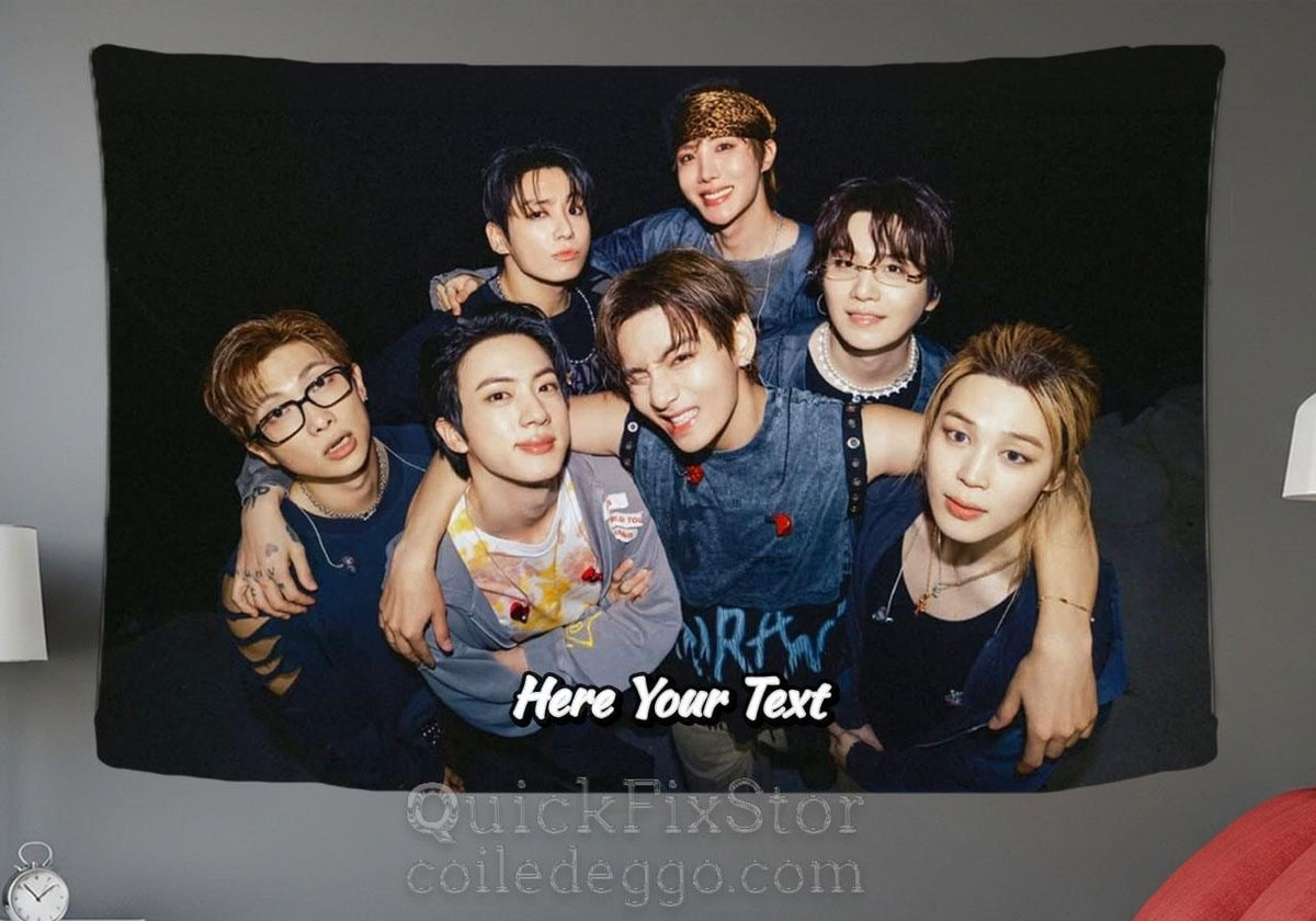 Bangtan Hanging Tapestry | Bantan Boys | Personalized Wall Art | Polyester Fabric | Ship Flag Banner