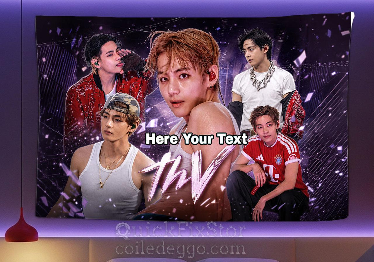 Taehyung Hanging Tapestry | Bantan Boys | Personalized Wall Art | Polyester Fabric | Ship Flag Banner