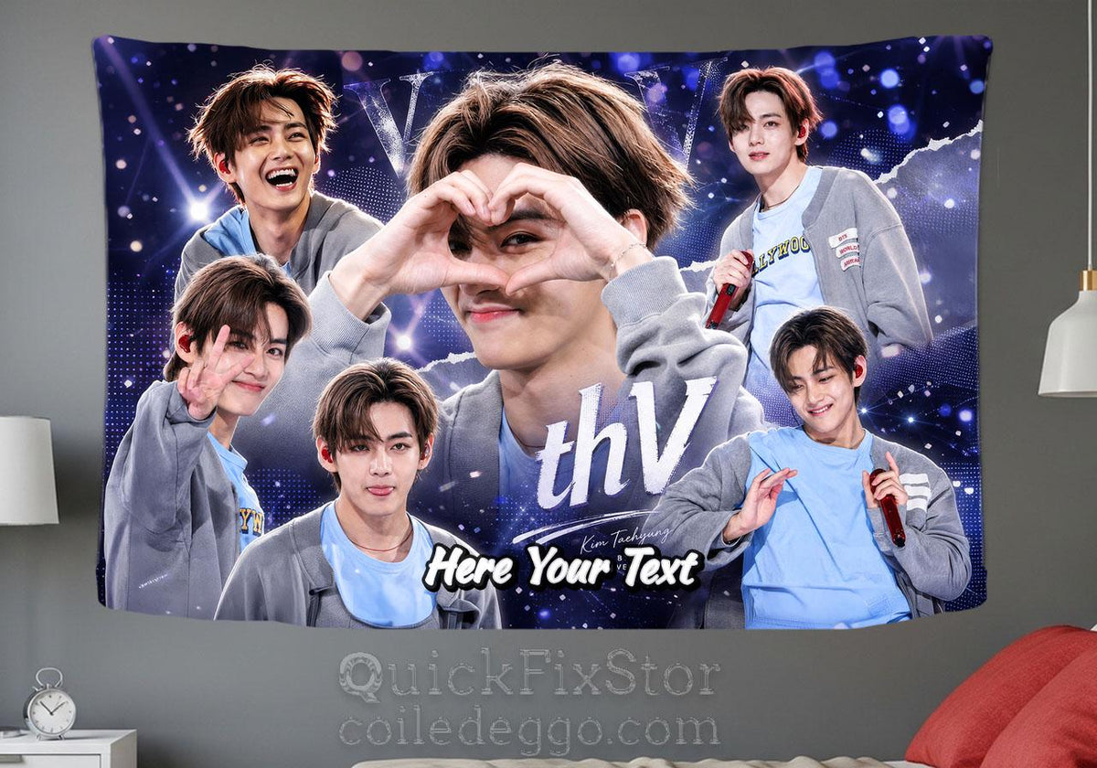 Taehyung Hanging Tapestry | Bantan Boys | Personalized Wall Art | Polyester Fabric | Ship Flag Banner