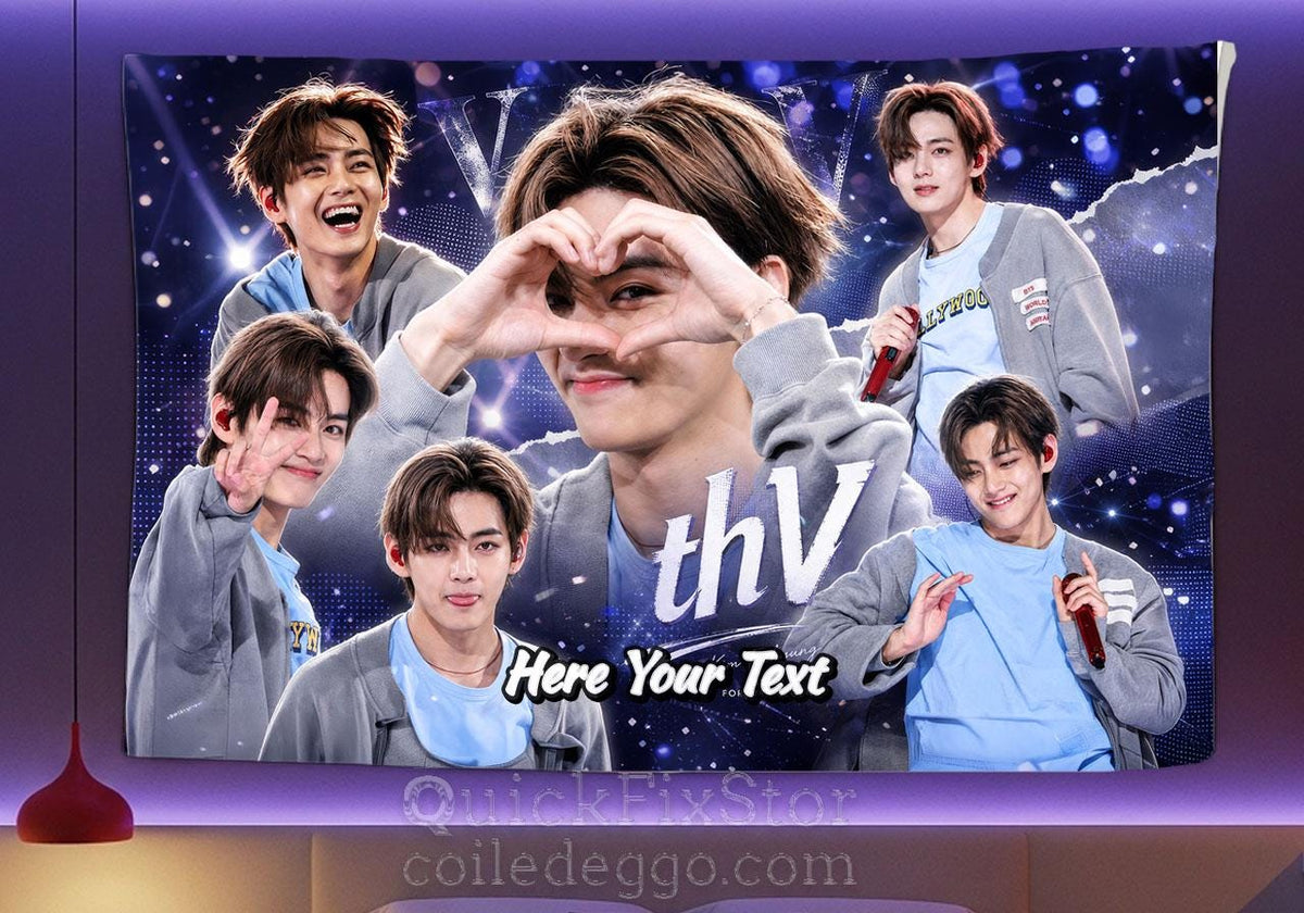 Taehyung Hanging Tapestry | Bantan Boys | Personalized Wall Art | Polyester Fabric | Ship Flag Banner