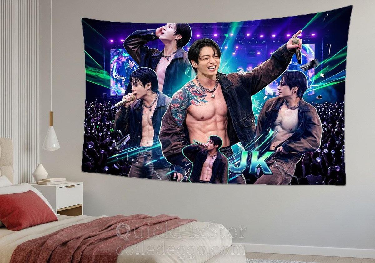 Jungkook Hanging Tapestry | Bantan Boys | Personalized Wall Art | Polyester Fabric | Ship Flag Banner