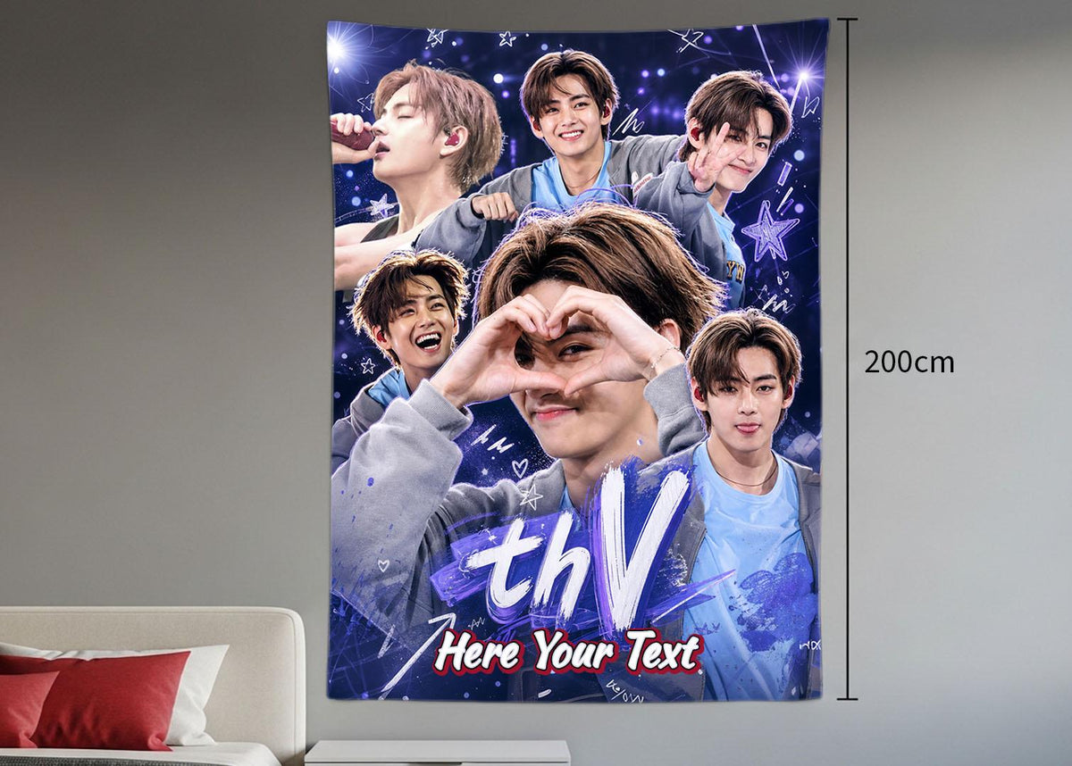 Taehyung Hanging Tapestry | Bantan Boys | Personalized Wall Art | Polyester Fabric | Ship Flag Banner