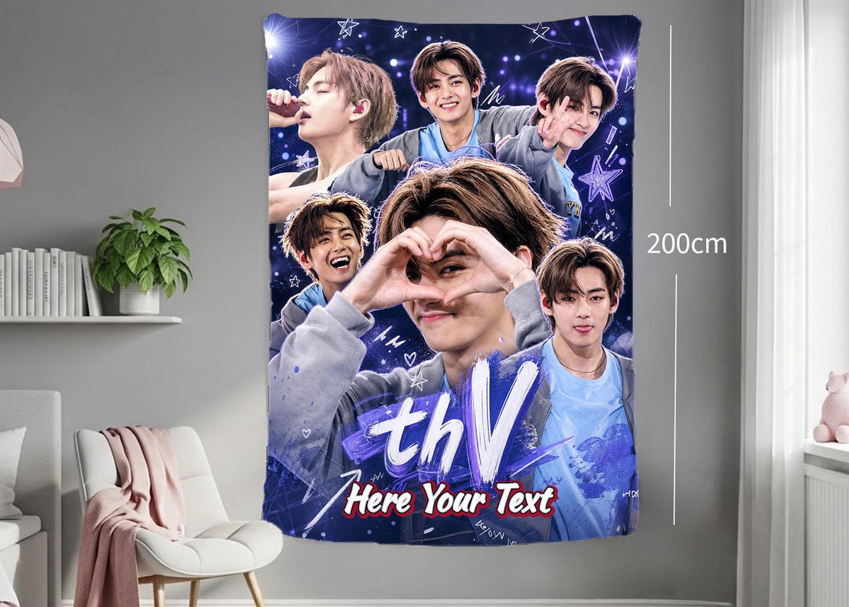 Taehyung Hanging Tapestry | Bantan Boys | Personalized Wall Art | Polyester Fabric | Ship Flag Banner