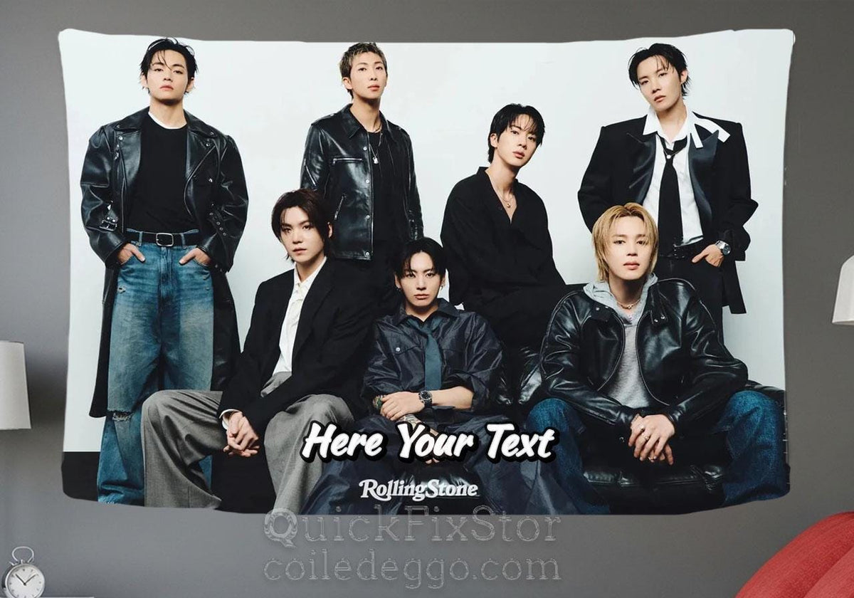 Bangtan Hanging Tapestry | Bantan Boys | Personalized Wall Art | Polyester Fabric | Ship Flag Banner