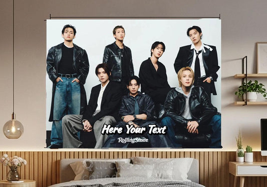 Bangtan Hanging Tapestry | Bantan Boys | Personalized Wall Art | Polyester Fabric | Ship Flag Banner