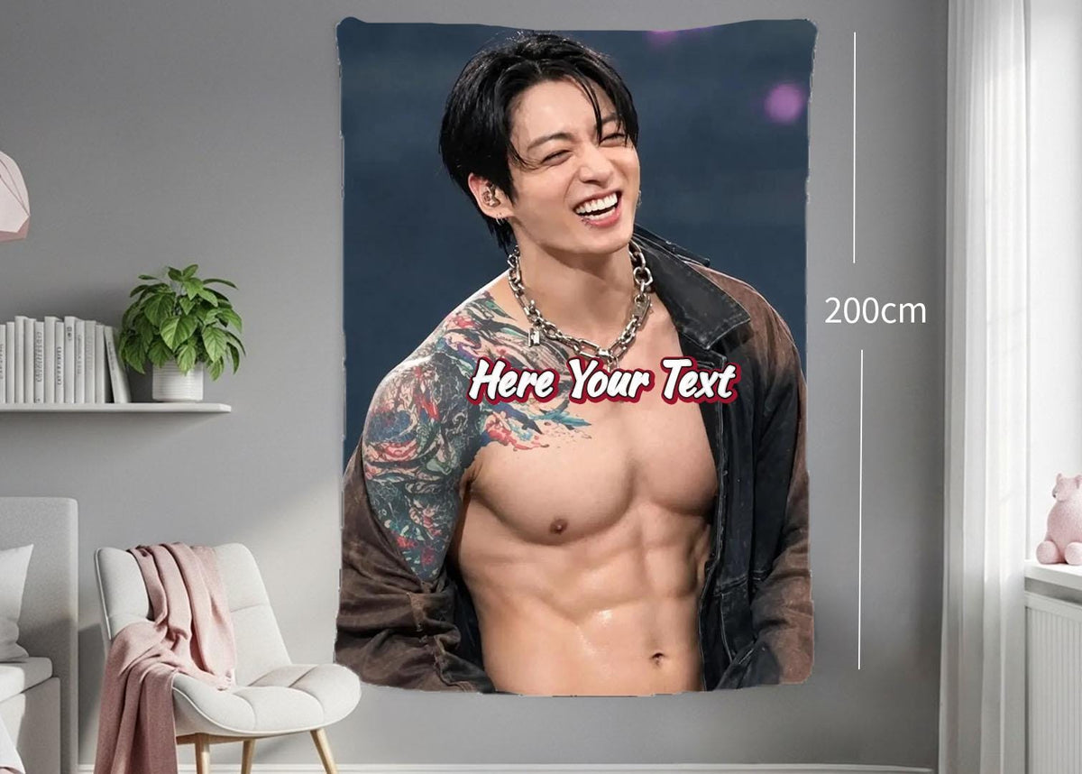 Jungkook Hanging Tapestry | Bantan Boys | Personalized Wall Art | Polyester Fabric | Ship Flag Banner