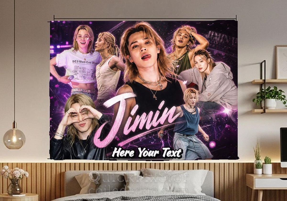 Jimin Hanging Tapestry | Bantan Boys | Personalized Wall Art | Polyester Fabric | Ship Flag Banner