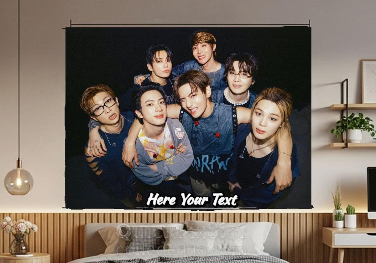 Bangtan Hanging Tapestry | Bantan Boys | Personalized Wall Art | Polyester Fabric | Ship Flag Banner