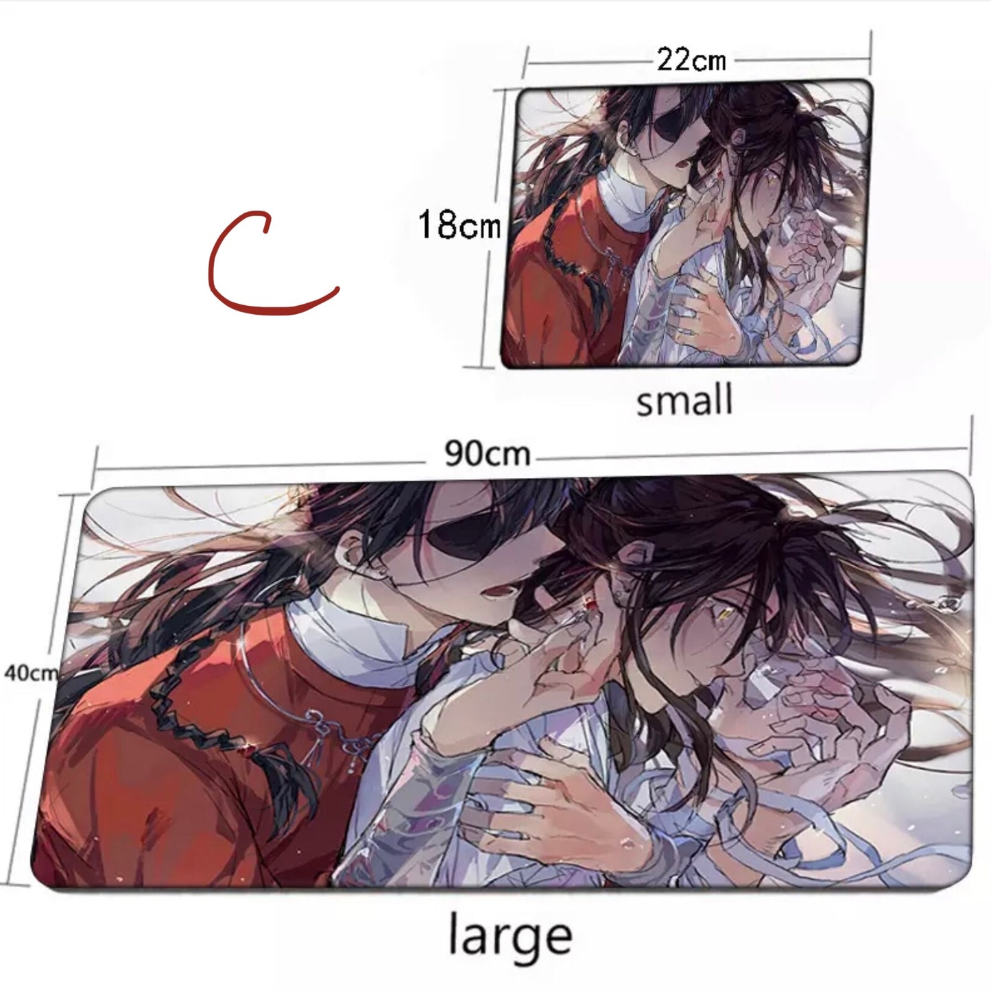 Tian Guan Ci Fu desk pad- TGCF non slip PU leather desk mat - blotter Hua Cheng Xie Lian MXTX Anime gift Heaven Officials Blessing C391