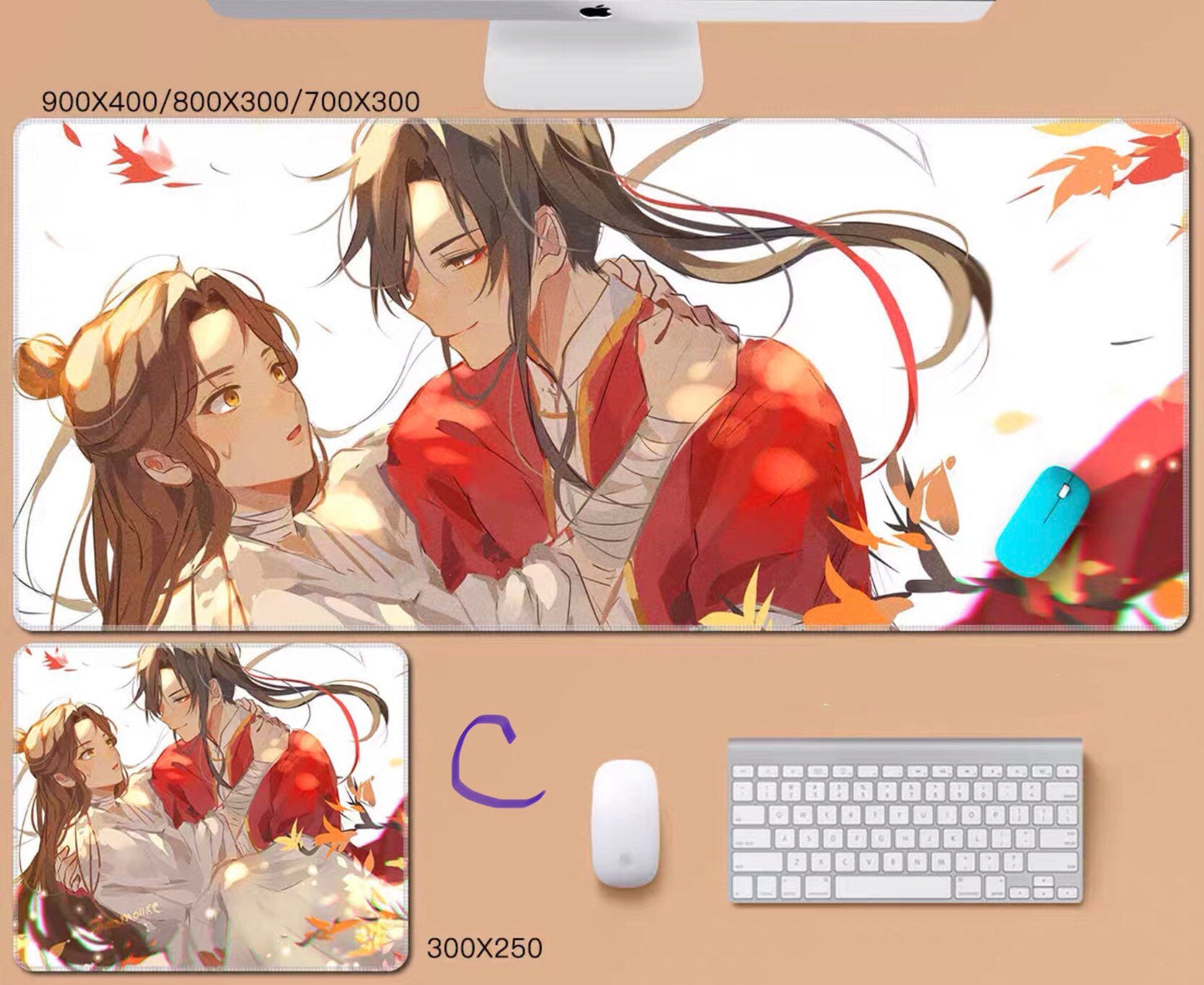 Tian Guan Ci Fu desk pad- TGCF non slip PU leather mouse pad - blotter Hua Cheng Xie Lian MXTX Anime gift Heaven Officials Blessing