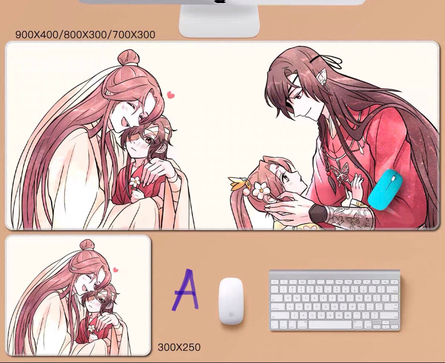 Tian Guan Ci Fu desk pad- TGCF non slip PU leather mouse pad - blotter Hua Cheng Xie Lian MXTX Anime gift Heaven Officials Blessing