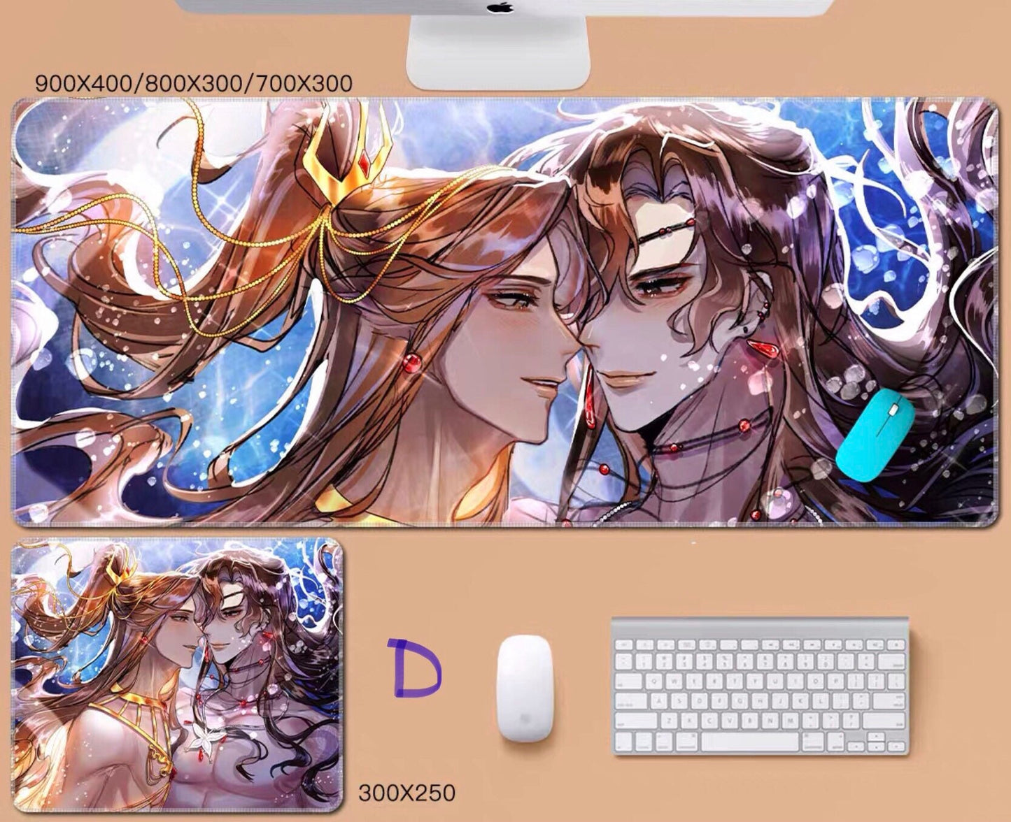 Tian Guan Ci Fu desk pad- TGCF non slip PU leather mouse pad - blotter Hua Cheng Xie Lian MXTX Anime gift Heaven Officials Blessing