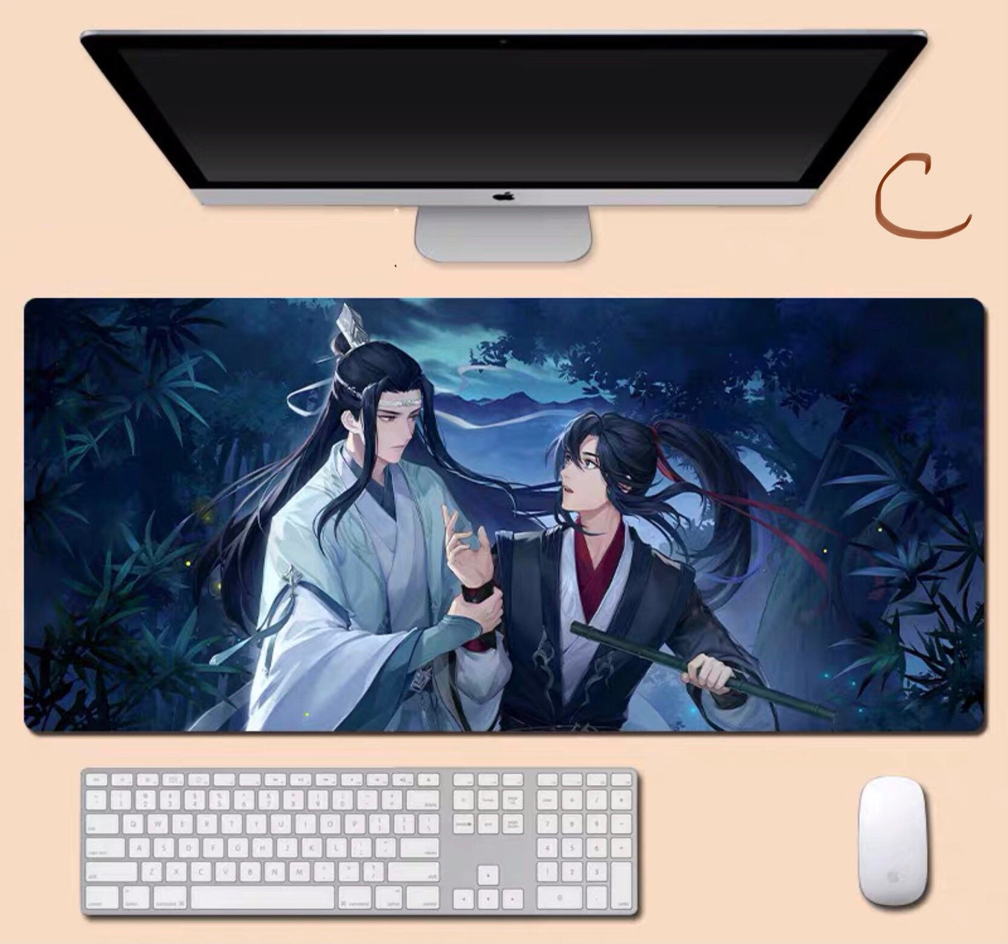 Mo Dao Zu Shi desk pad- wangxian Non-Slip PU Leather Desk Mat - blotter MDZS Wei Wuxian Lan Wangji master of diabolism yaoi Anime gift 陳情令