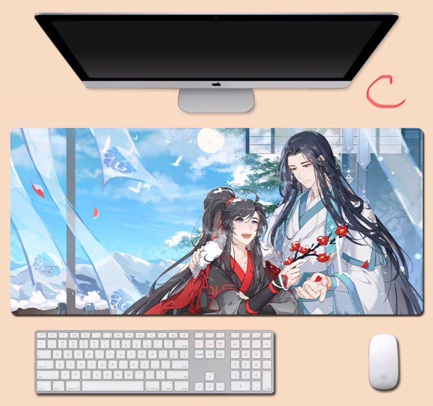 Mo Dao Zu Shi desk pad- wangxian Non-Slip PU Leather Desk Mat - blotter MDZS Wei Wuxian Lan Wangji master of diabolism danmei 陳情令 C057