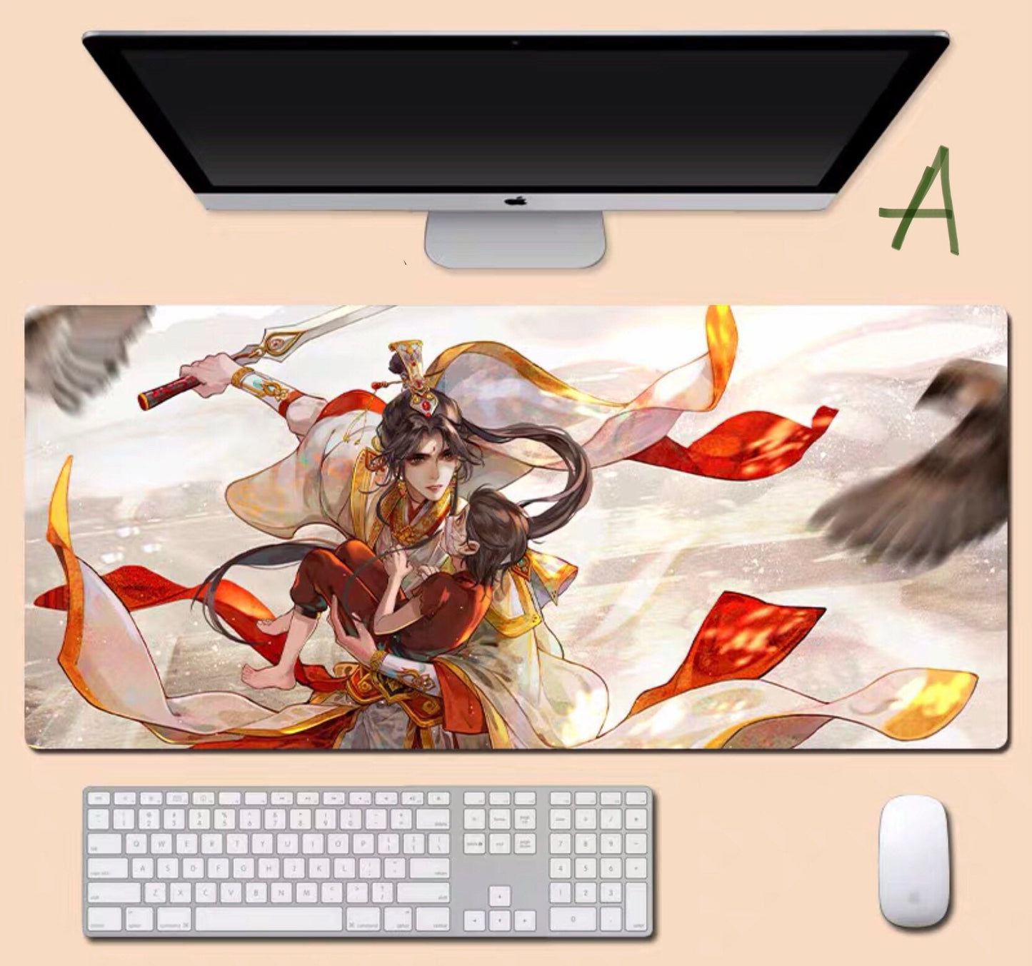 Tian Guan Ci Fu desk pad- TGCF non slip PU leather desk mat - blotter Hua Cheng Xie Lian MXTX Anime gift Heaven Officials Blessing